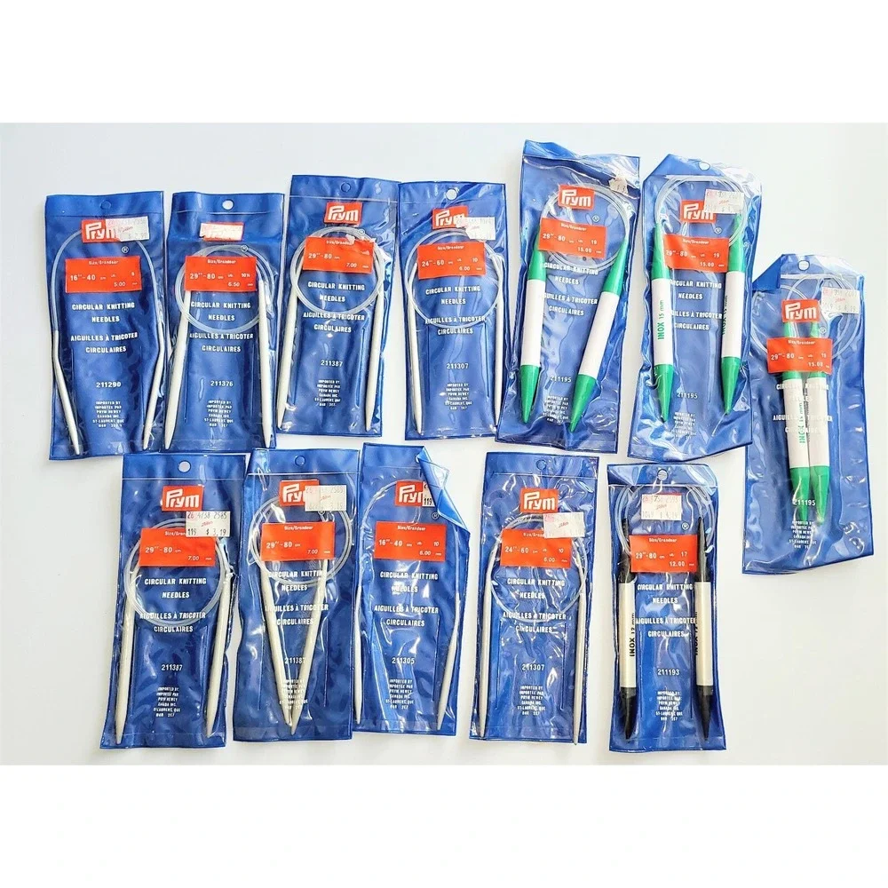 Prym Circular Knitting Needles Lot 13 Pairs Assorted Sizes 5mm-15mm 16-29 Inch